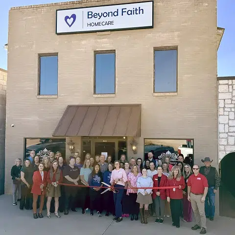 Beyond Faith Homecare team celebrating the opening of their new Graham, Texas office, providing home care and home health services to local families